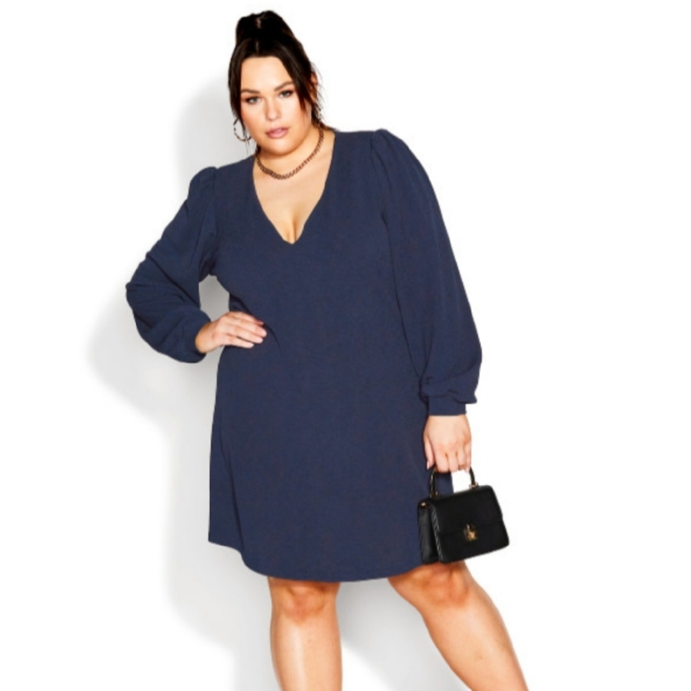 City Chic Quiero Dress Navy Size XS/14